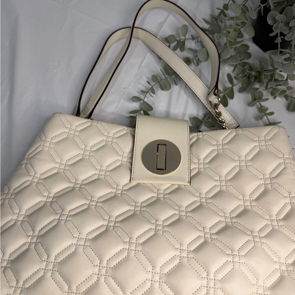 Kate Spade light  Cream Quilted Tote Bag - Picture 12 of 16